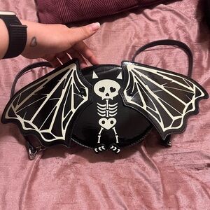 Black and White Skeleton Bat Wing Bag